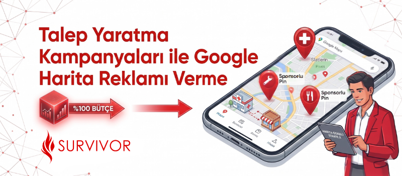 Google Ads Talep Yaratma Kampanyaları ile Google Haritalar'da Reklam Verme Rehberi Kapak Görseli.